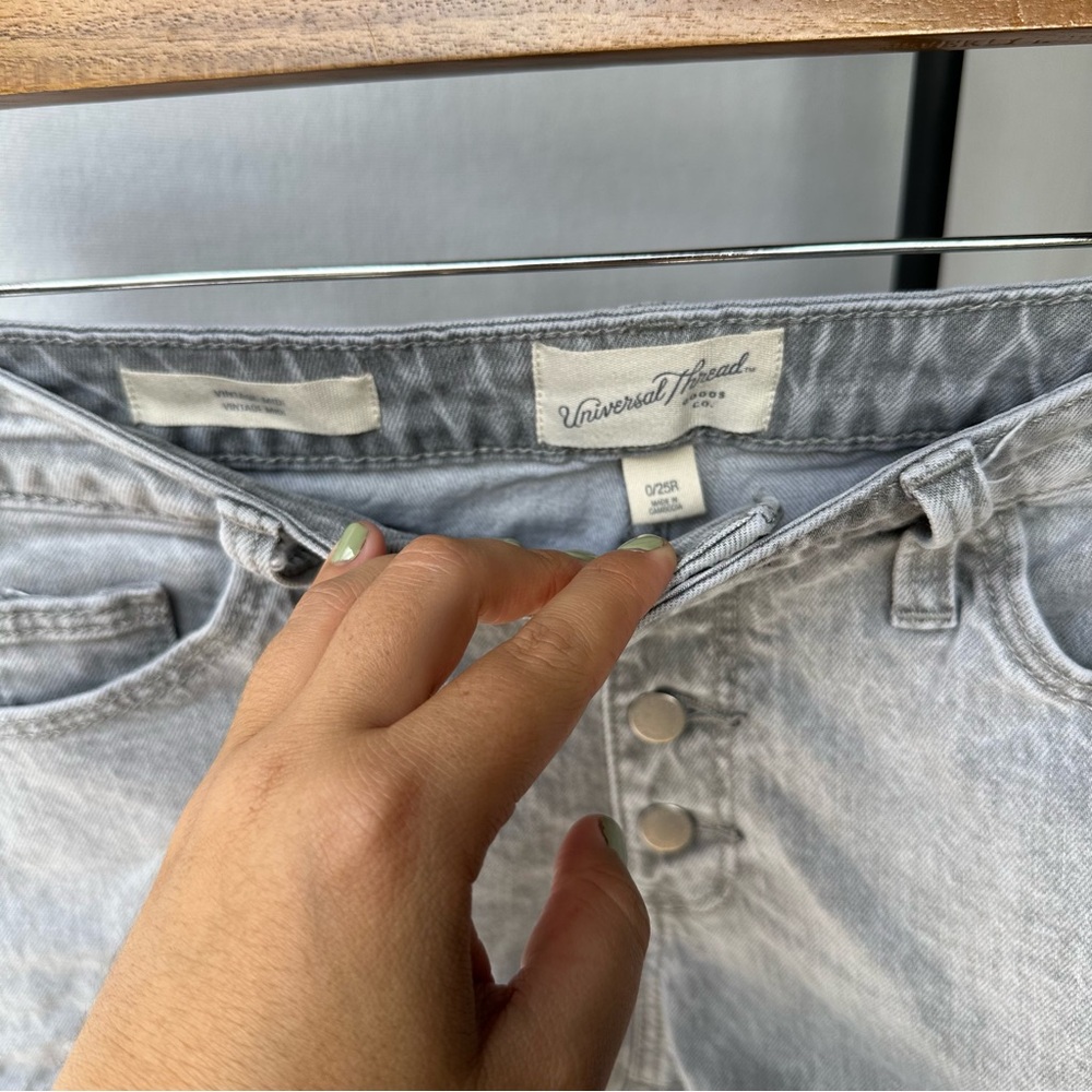 Universal Thread Vintage Midi Grey Button Fly Jea… - image 4